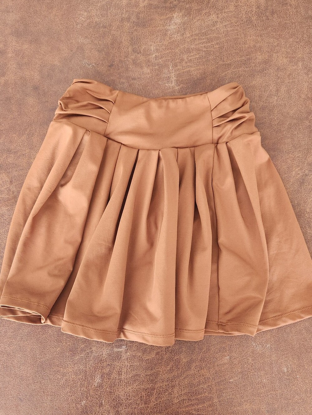 Women's Pleated Brown Skirt With Under Shorts